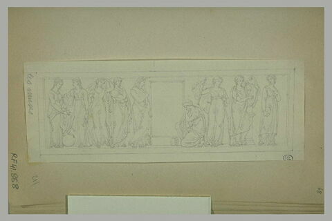 Frise antique avec les neuf muses de part et d'autre d'une porte, image 1/1