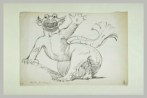 Croquis caricatural d'un dragon rugissant, image 1/1