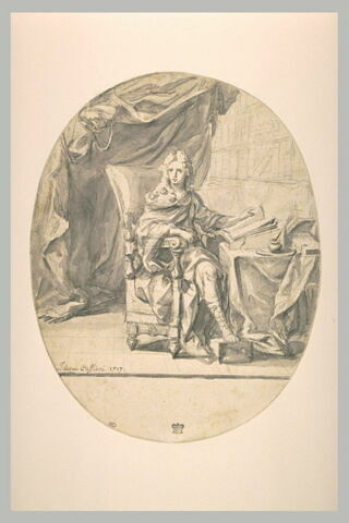 Portrait d'homme assis, en costume antique
