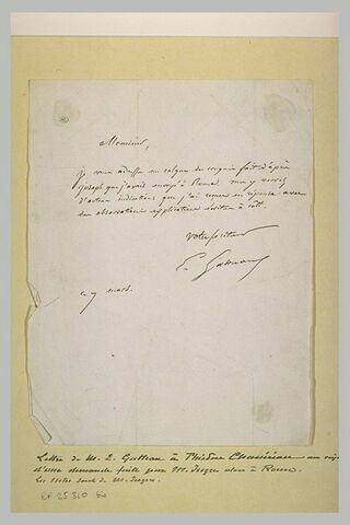 Lettre manuscrite de E. Gatteaux à Th. Chasseriau, image 1/2