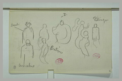 Etude de figures dont Danta, Pétrarque et Cimabue, image 1/1