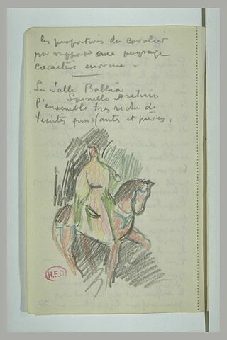 Etude d'un cavalier et notes manuscrites, image 1/1