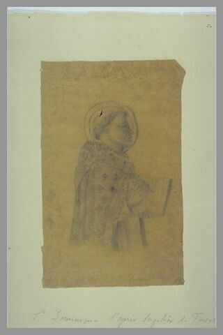 Saint Dominique, de trois quarts vers la droite, tenant un livre et un lys, image 2/2