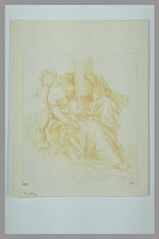 Femme, assise, tenant une colonne : la Force ou la Constance, image 1/1