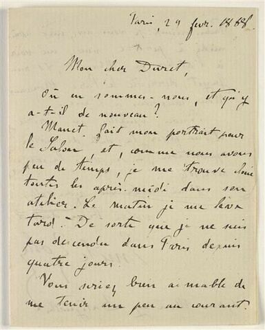 29 février 1868, Paris, à Théodore Duret, image 1/2