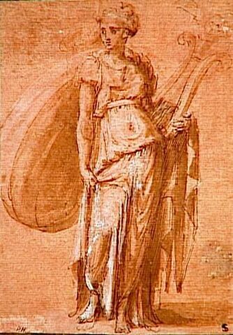 Figure drapée tenant une lyre (Muse?)