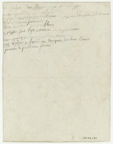 Notes manuscrites relatives aux fleurs, en partie biffées et repassées, image 1/1