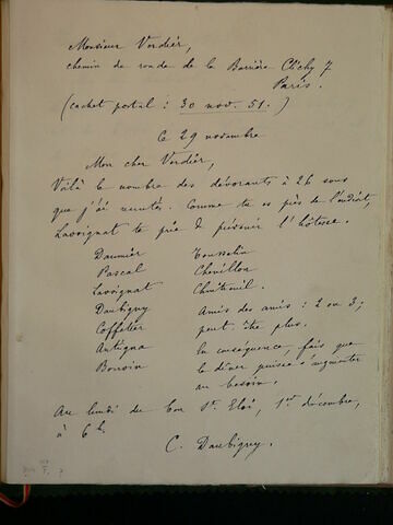 30 novembre 1851, sans lieu, à M. Verdier, image 1/1