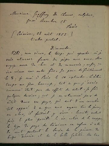 (23 août 1852), (Crémieu), à Geoffroy Dechaume
