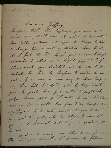 (Octobre 1854), sans lieu, à Geoffroy Dechaume, image 1/2