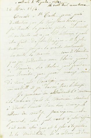 Copie d'extraits de l'agenda de Delacroix, à la date du 26 mars 1854