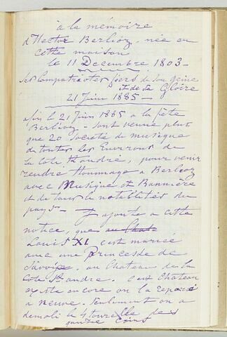 Notes sur H. Berlioz à l'occasion de la pose d'une plaque le 21 juin 1885