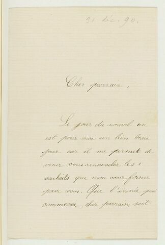 31 déc. 1890, La Côte St-André, de Jeanne Fesser à Jongkind, son parain, image 1/2
