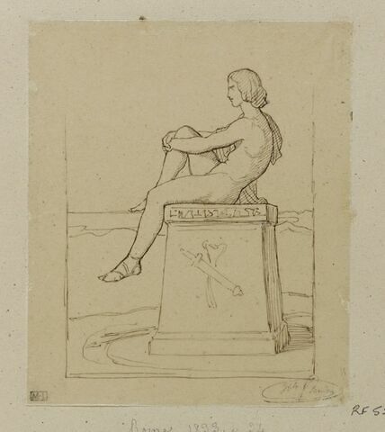 Jeune homme assis, de profil, étude pour le tableau Polytès, fils de Priam, image 1/2