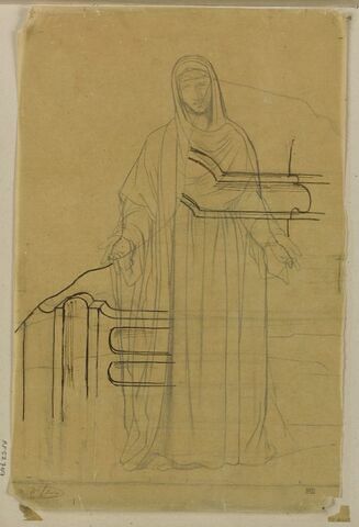 Femme debout, étude pour une Vierge de Douleur et éléments d'architecture, image 1/1