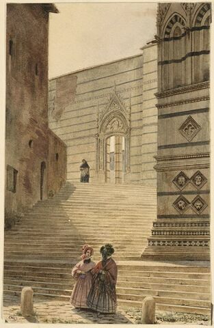 Deux femmes devant la cathédrale de Sienne, image 1/1