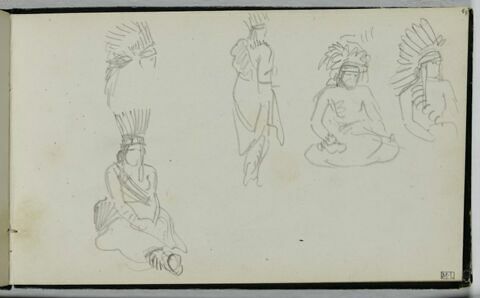 Cinq croquis d'indiens Ojibwas, image 1/2