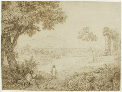 Nicolas Poussin dessinant dans la campagne romaine