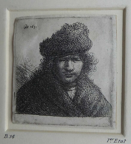 Rembrandt en bonnet de fourrure inégale