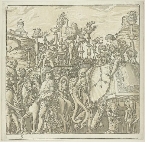 Le Triomphe aux éléphants. Cinquième planche pour Le triomphe de Jules César, image 1/1