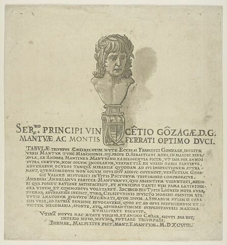 Frontispice avec le buste de Vincent Gonzague pour 'Le  Triomphe de Jules César', image 1/1