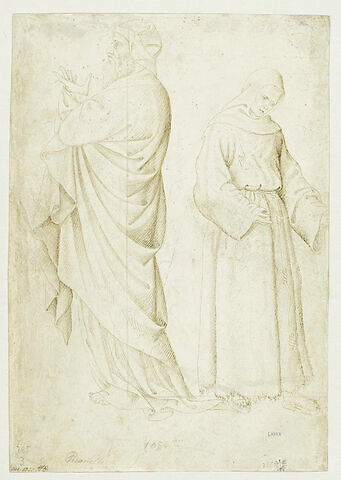 Saint François d'Assise, homme drapé, de profil vers la gauche (feuille d'études), image 1/1