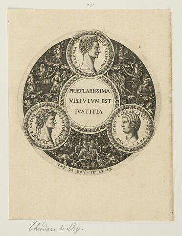 Planche ronde pour assiette avec trois portraits d'empereurs romains, image 1/1