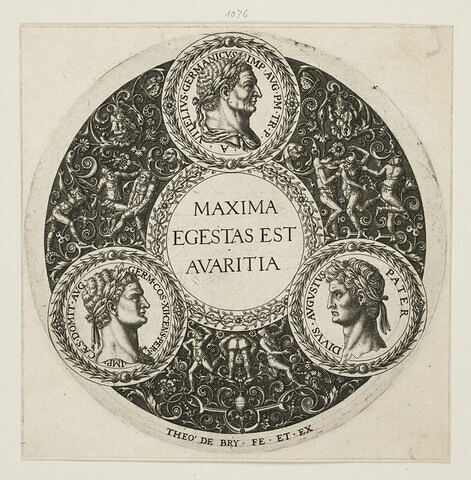 Planche ronde pour assiette avec trois portraits d'empereurs romains, image 1/1