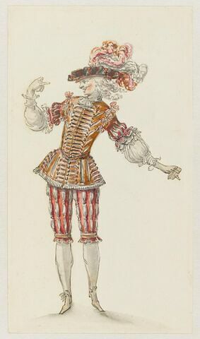 Costume de joueur de castagnettes pour la dernière scène de « La Pastorale Comique », troisième entrée du « Ballet des Muses », image 1/1