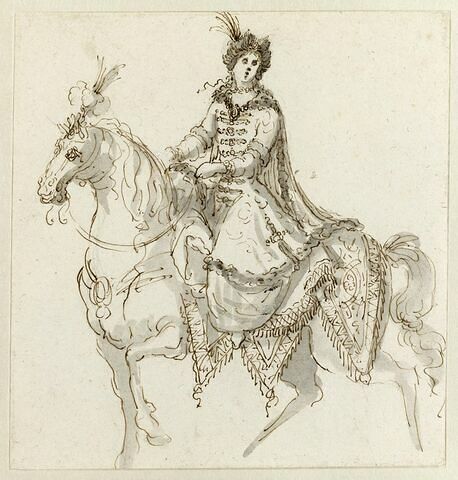 Costume de cavalière à la hongroise (?) pour le « Carrousel d'Alexandre et de Thalestris », image 1/1