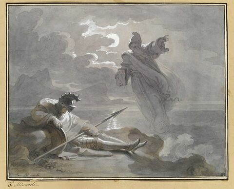 Apparition d'une figure tenant les Évangiles à un guerrier endormi, image 1/1