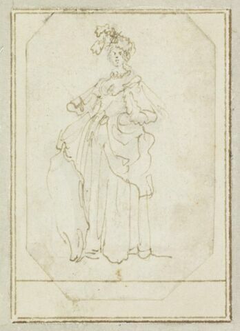 Projet de cartes à jouer : Femme debout portant un turban et tenant un bouclier