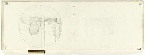 Homme vu en buste, de face, lisant, près d'une fenêtre, dans une encadrement circulaire