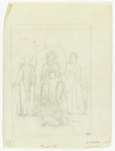 La Vierge avec l'Enfant entourés d'un Saint martyr et d'un évêque avec un ange à genoux au premier plan, image 1/1