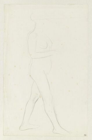 Etude de femme nue, debout, de profil à droite. Pour Sémiramis construisant les jardins de Babylone (Musée d'Orsay)