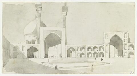 Vue de la cour intérieure de la grande mosquée d'Ispahan