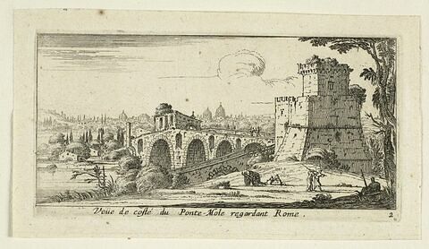 Vues d'Italie : Vue du Ponte Milivio ou Ponte Mole à Rome, image 1/1