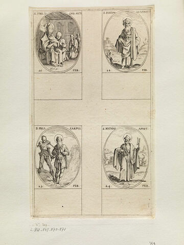 Saint Félix; Saint Joseph d'Arimathie; Saint Polycarpe; Saint Mathias