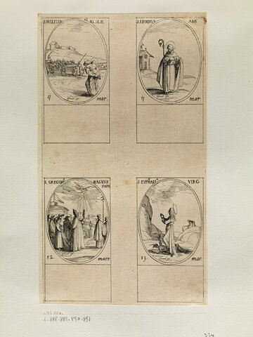 Saint Méliton et ses compagnons; Saint Firmin; Saint Gregoire le Grand; Sainte Euphrasie