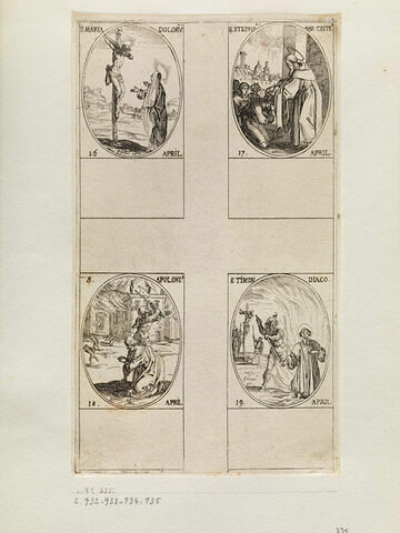 Sainte Marie des Douleurs; Sainte Etienne; Saint Apollonius; Saint Timon
