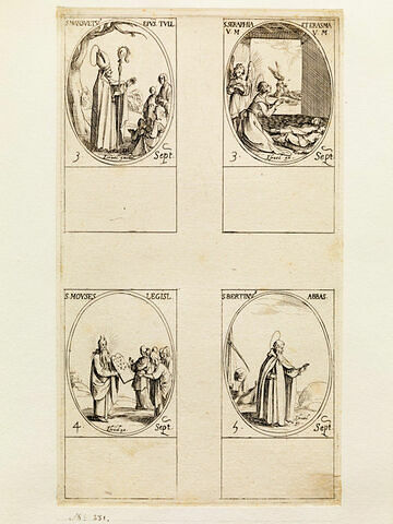 Saint Mansuet; Sainte Séraphie et Sainte Erasme; Saint Moïse; Saint Bertin