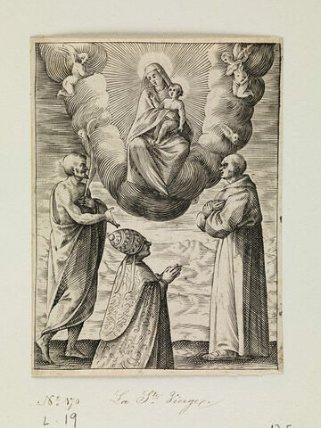 Le Pape Boniface VII avec Saint François et Saint Boniface adorant la Sainte Vierge et l'Enfant Jésus
