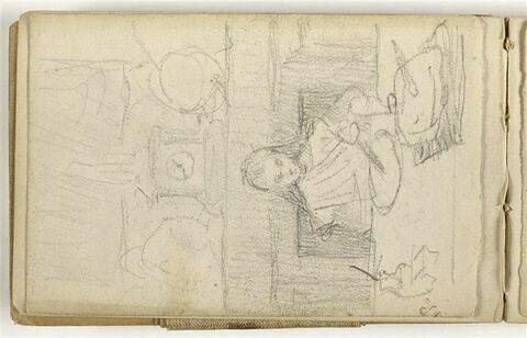 Fillette attablée dans un intérieur, se détachant sur une cheminée surmontée d'une pendule (Georgette Dalou, la fille de l'artiste)