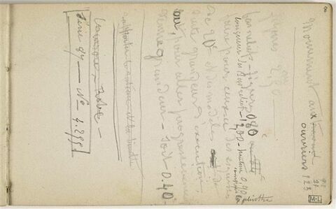 Notes manuscrites relatives notamment au Monument au travail, image 1/1