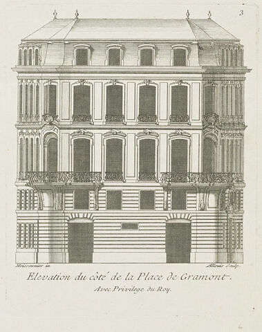 Elévation de la maison du Sieur Brethous (vue de la place de Gramont), image 1/1