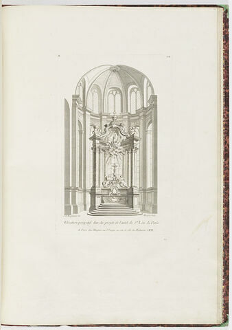 Elévation de projet d'autel à Saint Leu de Paris (planche 104, série R)