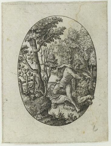 Sujet orné de paysages : Hercule et le lion de Némée, image 1/1
