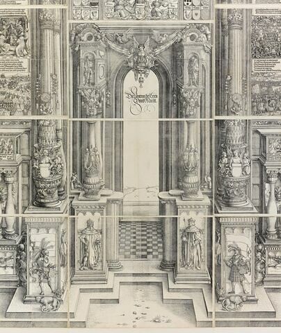 L'arc de triomphe de Maximilien : partie centrales des colonnes de la porte principale de l'Honneur et du Pouvoir, image 4/4