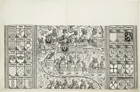 L'arc de triomphe de Maximilien : Armoiries et partie centrale de l'arbre généalogique, image 1/2