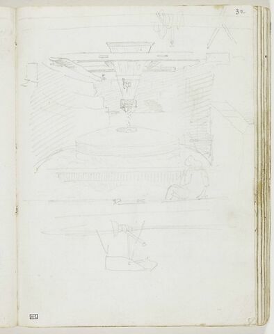 Meule d'un moulin avec un personnage assis de dos, à droite, image 1/1